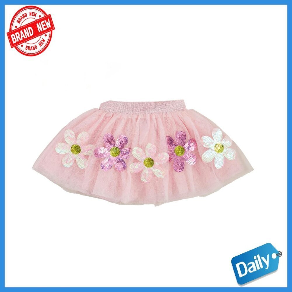 Girls Sequin Daisy Tutu Size 3T-5T Mesh Dance Skirt